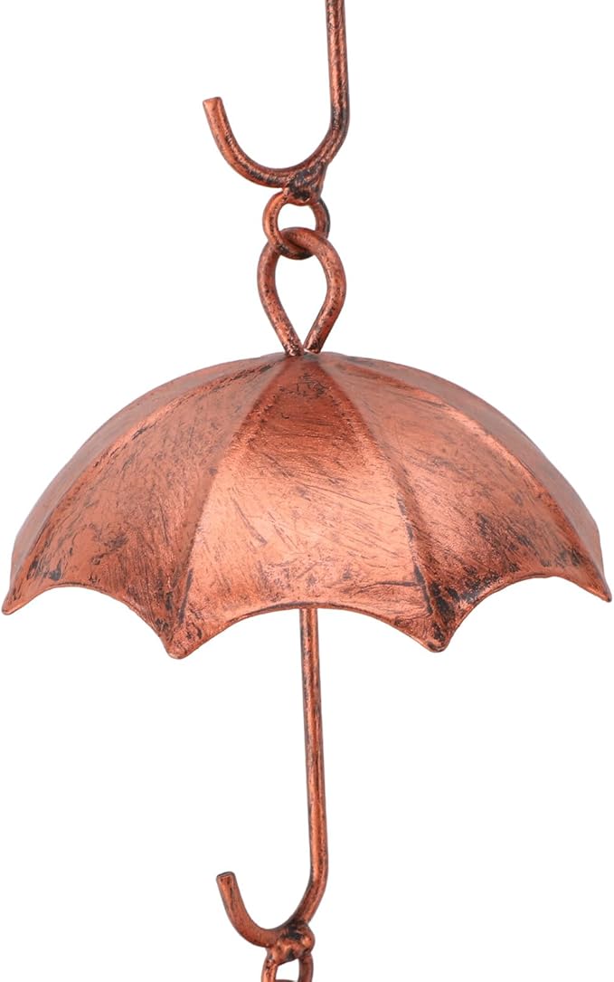 39.4in 8 Cups Rain Chain,ecorative Umbrella Rain Chain Bell, Rainwater Diverter Copper Catcher Rain Chimes for Garden Decor,Decorative Umbrella Rain Chain Bell for Home Garden Patio Outdoor Decor