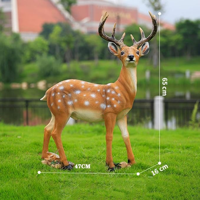 Yard Decorations Outdoor Garden Large Statues, Outdoor Statues Resin Sika Sculpture Simulated Floor Sika Deer Decoration Garden Landscape Decoration Garden Courtyard Animal Statue(47*16*65cm)