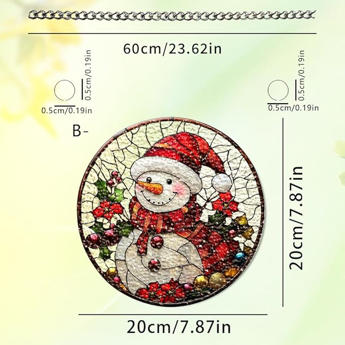 Chrismas Acrylic Stained Glass Window Hanging,Sun Catcher Decor Stained Panel Hangings Wall Art Decor, 2026 8x8inch (SCL014 Snowman 2)