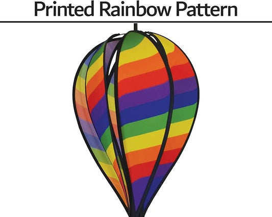 In the Breeze 0980 Rainbow Swirl Hot Air Balloon Spinner-Outdoor Hanging Decoration