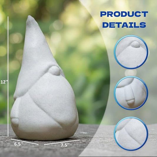 OLOMA Modern Garden Gnome Statue Heavy Concrete Stone Sculpture with Protective Resin Coating Durable Outdoor Decor for Patio Lawn Contemporary Landscape Yard Decor Accent
