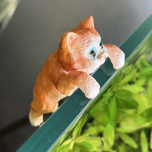 3 Pcs Resin Hanging Cat Figurines Planter Pot Hanger Miniature Fairy Garden Terrarium Edge Decor Flower Pot and Vase Hugger Hanging Animals Ornaments for Patio, Yard, Balcony