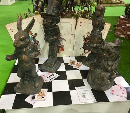 Wonderland Garden Sculpture,Bronze Finish,Alice and Wonderland Decor,Garden Statue Ornament for Indoor Outdoor Garden Patio Lawn Yard, The White Rabbit