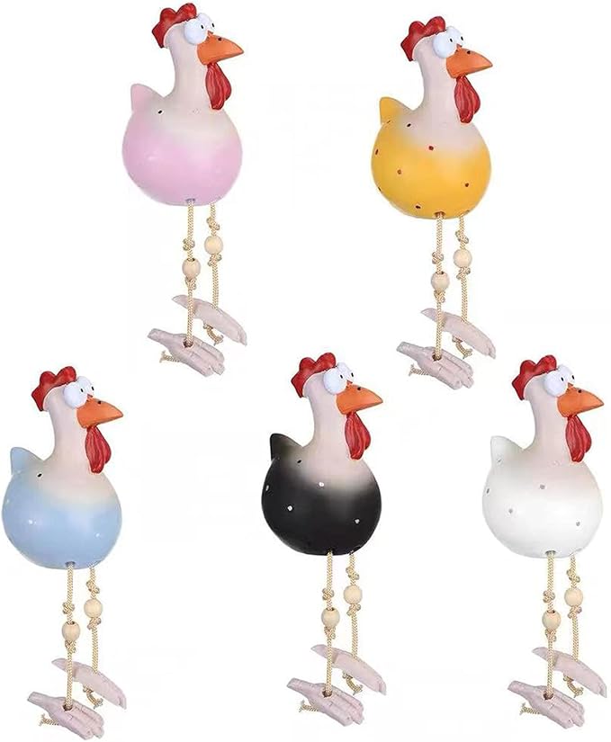 POKSAUAE 5PCS Resin Rooster Outdoor Statues Funny, Waterproof and Does not Fade Suitable Courtyard, Garden, Balcony Decoration