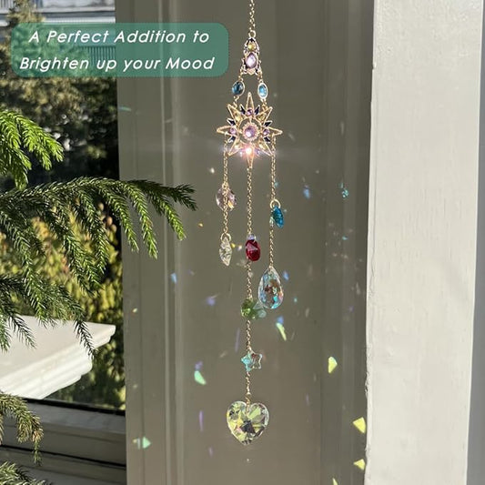 Sun Rhinestones Crystal Suncatcher for Car Charm-Window Hanging Decoration for Indoor Outdoor Garden - Prism Suncatcher Ornament Pendant