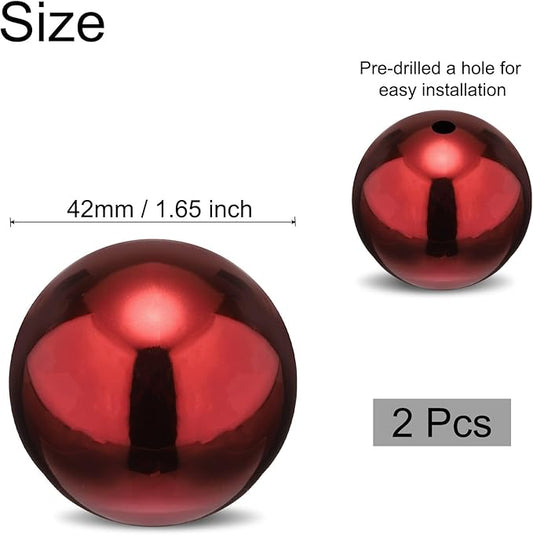 uxcell 2pcs Gazing Globe Decor Ball 1.65 inch 42mm Garden Sphere Polished Hollow Ball, Seamless Stainless Steel Gazing Ball, Smooth Mirror Globe for Garden Home Decor, Ruby Red