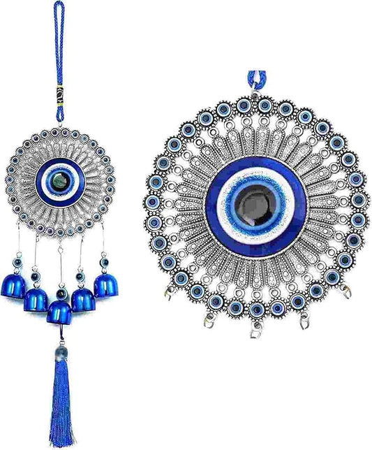 Creative Handmade Alloy Wind Chime Evil Eye Butterfly Sunflower Talisman Pendant Handmade Good Luck Charm, Car Kitchen Home Garden Patio Office (1pc Evil Eye)
