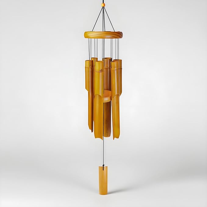 Bamboo Wind Chimes Outdoor, Wooden Wind Chimes for Outside with Melody Deep Tone, Classic Zen Garden Windchime for Relaxation, Grace.Home Décor for Patio, Garden or Indoor