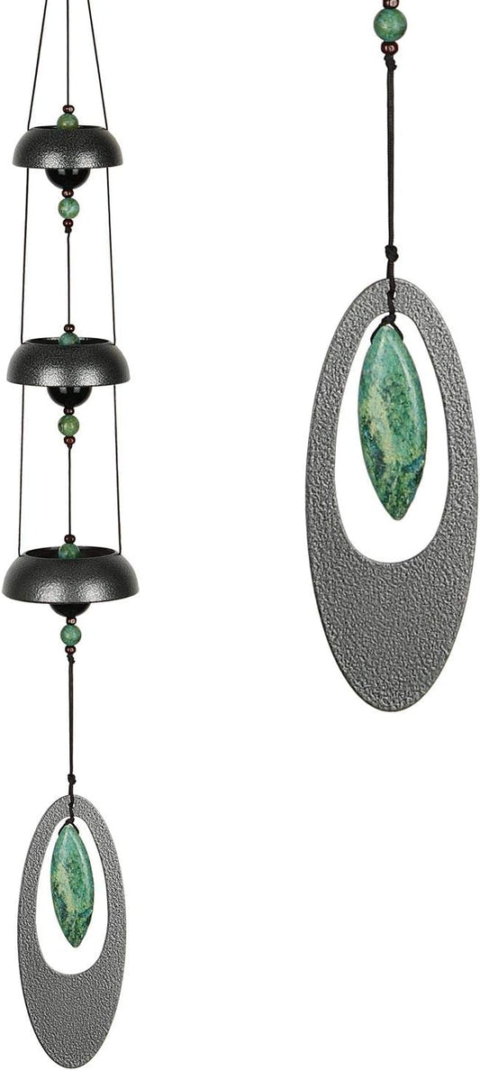 Woodstock Chimes Signature Collection, Woodstock Temple Bells 25'' Jade Wind Bells for Outdoor, Patio, Home or Garden Décor (TB3JAS)