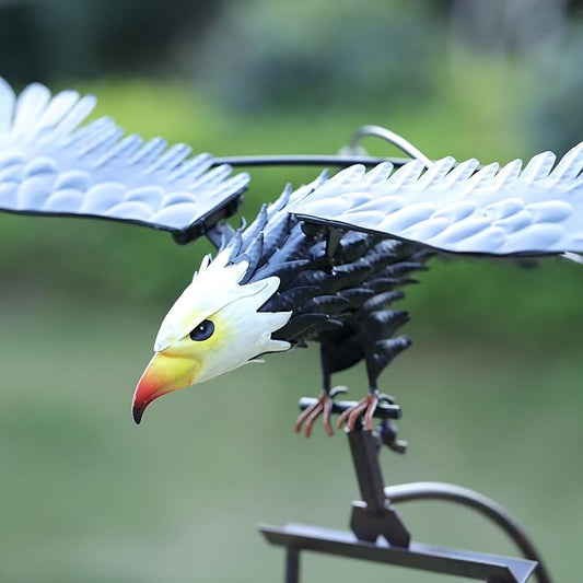 Swinging Eagle/Owl Decorative Wind Spinner for Yard and Garden, Outdoor Metal Windmill Art, Lawn Spinner, Garden Stake Kinetic Sculpture