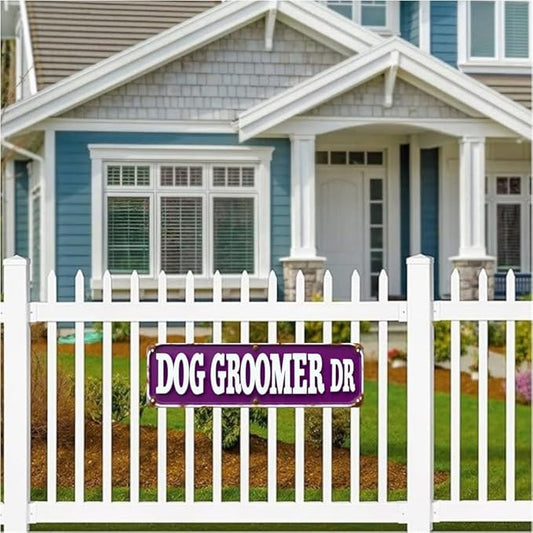 Decorative Tin Sign 16 * 4 Inches –Dog Groomer Dr For Pet Grooming Shop, Pet Room, Patio | Pet Decor, Dog Decor, Outdoor Sign