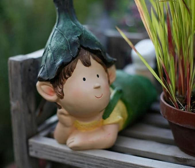 Sculpture Tabletop Statue Resin Crafts Decoration Outdoor Garden Character Sculpture Floor Children Decoration Accessories Figurines Gift 28x22cm