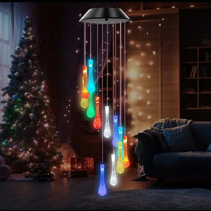 Bolunlun Solar Wind Chimes, Garden Outdoor Decorative Color-Changing Lights, is The Best Gift for mom, Grandma, Children