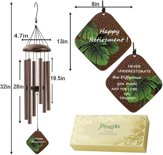 Happy Retirement Gifts for Woman Men, Funny Retirement Wind Chimes & Party Decorations, Going Away Gifts for Coworker Women Colleague Boss Teacher Nurse Military,32"