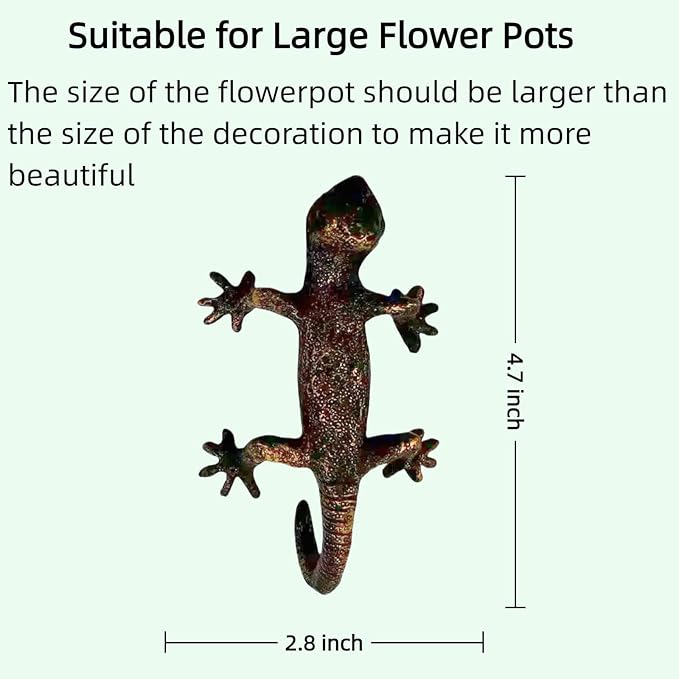 Garden Sculptures & Statues, Plant Decorations for Pots, Fairy Garden Accessories, Resin Gecko Statues, Gecko Flower Pot Decorations, for Family or Friends (Gecko)
