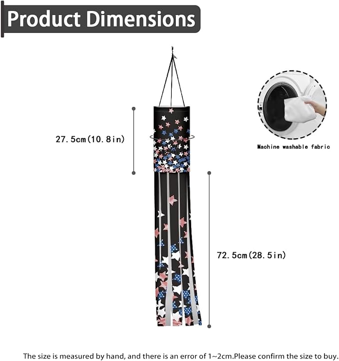 Jeiento Us Flag Stars Patriotic Flags Windsock 2 Pack American Flag Wind Socks Independence Day Outdoor Hanging Decoration Celebrate 250 Years Anniversary Windsock for Garden/Yard/Tree,Spring Decor