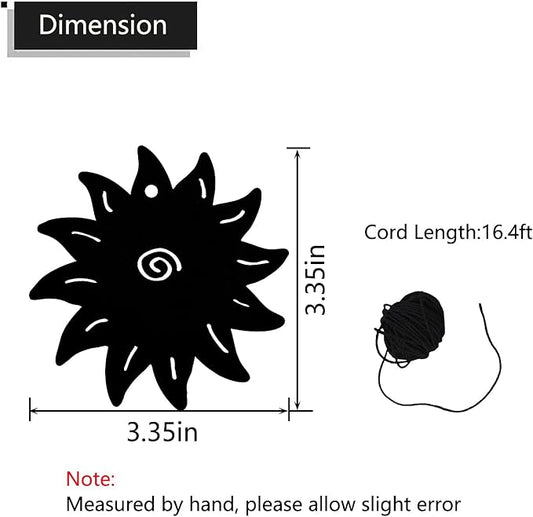 Replacement Wind Catcher, Metal Wind Chime Parts Replacement with 16.4FT Nylon Cord, Wind Chime Sail Replacement Accessories for Sympathy Wind Chimes and Wind Bells, Black Sun