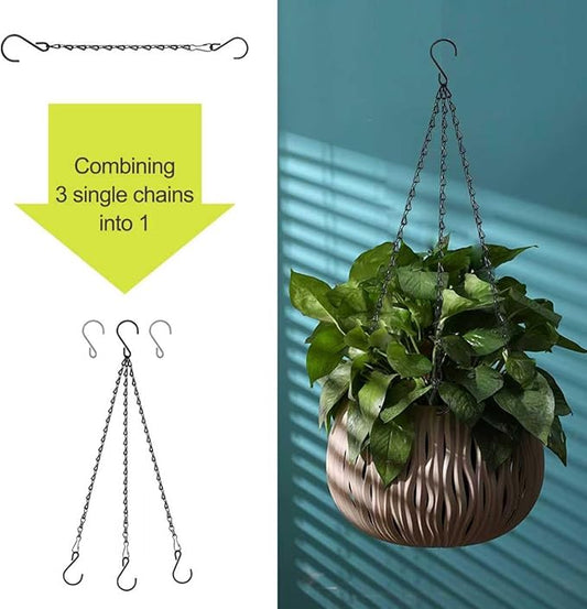 RIFNY 24 Inch Chain for Hanging Plants, Black Small Plant Chains for Hanging Baskets Kits with Hooks for Bird Feeders Planters Billboards Lanterns Wind Chimes Ornaments Outdoor Indoor Use (5 PCS)