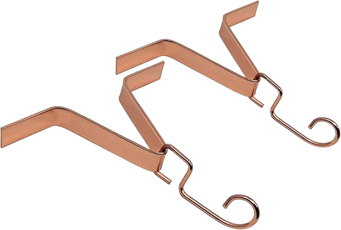 U-nitt Gutter Clip for Rain Chain Installation DIY | Gutter Adapter for Roof Downspout Chain | Water Collection | Copper Plated 2 PK, Heavy Metal, 6 X 5 inches, Adjustable, Fits 2 in Gutter Hole