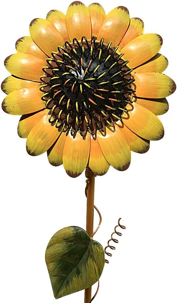 Metal Sunflower Garden Stakes Flower Yard Art Planter Stake Party Lawn Pathway Walkway Patio Decor Yard Sign Indoor Outdoor Decoration (22.5")
