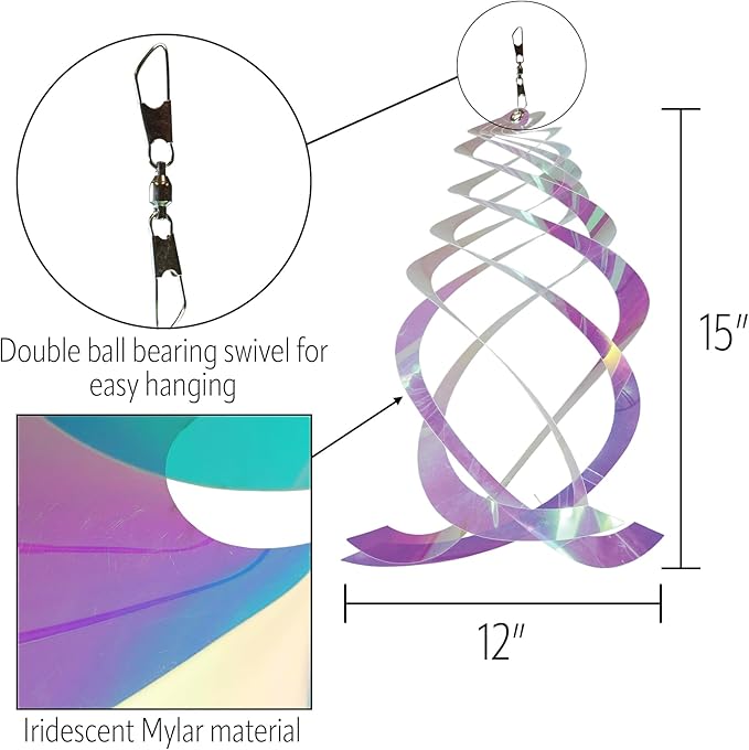 In the Breeze 9161 — Iridescent Crystal Spinner — Suncatcher Wind Spinner for Yards and Gardens, Humane Animal Deterrent…