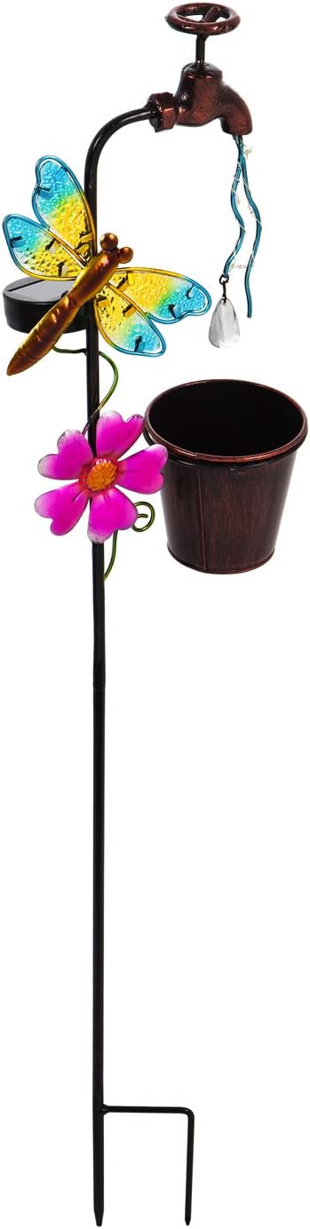 Evergreen Garden 36.25" H Twinkling Light Solar Garden Stake, Butterfly, Faucet Shaped Outdoor Décor for Your Lawn and Garden