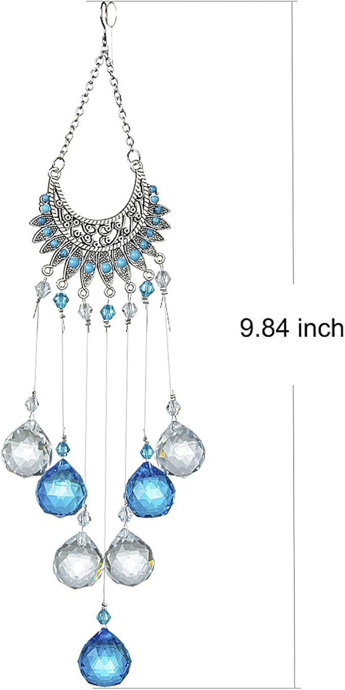 Crystal Peacock Suncatcher Stained Glass Beads Rainbow Maker Window Wall Hanging Prism Pendant Garden Outdoor Home Decor Ornaments