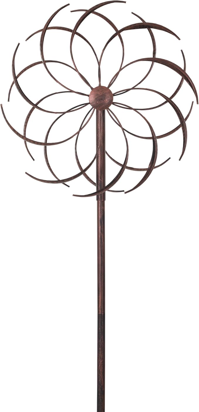 JAXPETY Metal Windmill, Outdoor Wind Spinner for Yard, Lawn and Garden, Bronze