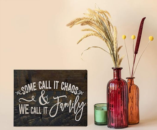 Some Call It Chaos And We Call It Family Canvas Wall Art Prints Artwork Signs Framed For Farmhouse Home Bedroom Living Room Porch Decor, 14X 11 inch,Housewarming Gift,Family Canvas Wall Decor