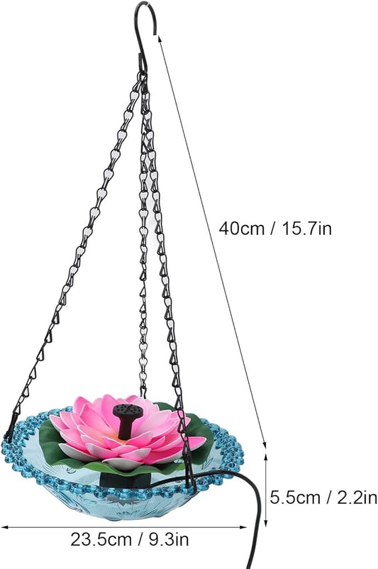 Hanging Solar Bird Bath Fountain, Hanging Bird Bath with Solar Fountain Pump, Bird Bath Fountain, Solar Powered Metal Bird Bath Bowl for Outdoor Garden Backyard Patio
