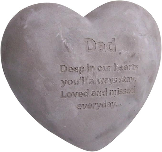 Wowser Heart Shaped Memorial Stone, Sympathy Gift, Remembrance Garden Accent, 6 Inches (Dad)