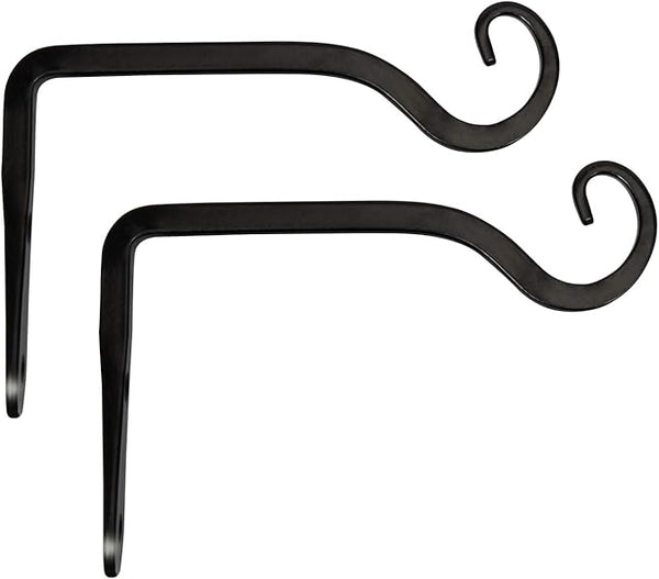 Mkono Plant Hangers Indoor, 6 Inch Metal Plant Bracket, Decorative Wall Hooks for Hanging Plants, Bird Feeder, Flower Basket, Wind Chimes, Home Outdoor Decor, 2 Pack Black