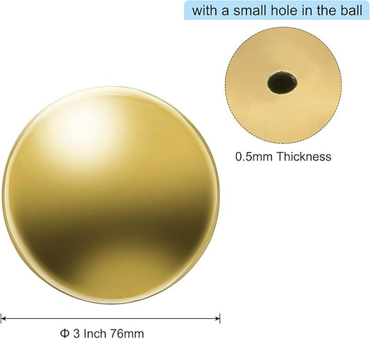 uxcell Gazing Ball 3 Inch 76mm Reflective Sphere Polished Hollow Ball, Stainless Steel Gazing Globe Mirror Ball for Home Garden Outdoor Decoration, Gold Tone