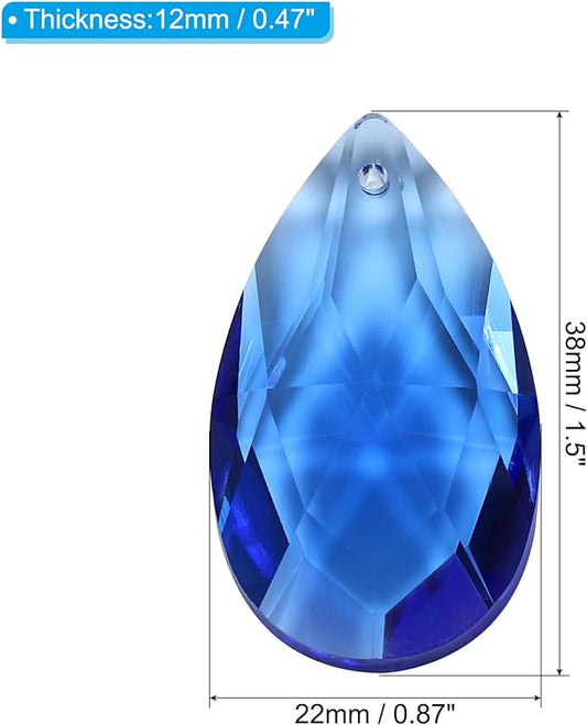 PATIKIL K9 Crystal Pendants Teardrop Beads, 10 Pack 38mm Chandelier Prisms Parts Hanging Beads DIY Lamp for Arts Crafts Decoration, Blue
