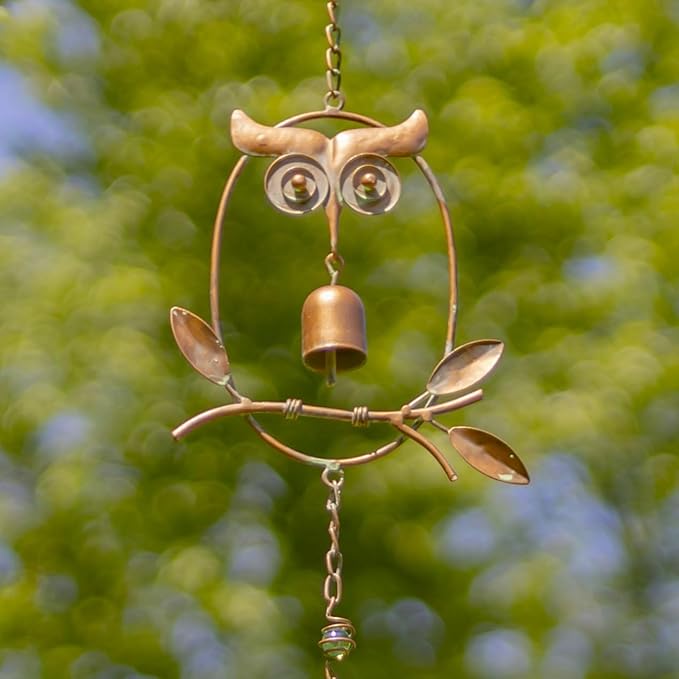Zaer Ltd. Ornate Hanging Rain Chains (Copper Finish, Owls)