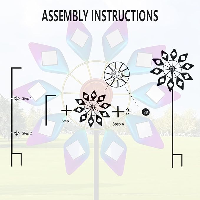 45" Sunglasses Garden Wind Spinners for Yard, Special 9pcs Mirrors Kinetic Wind Spinner Outdoor Decor, Wind Sculpture Yard Art Decorations for Patio, Lawn & Garden