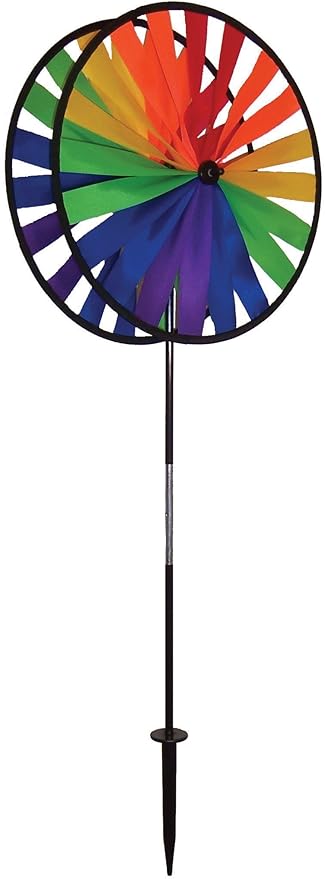 In the Breeze 14-Inch Rainbow Duo Wheel Garden Spinner, Outdoor Ground Décor, 2855