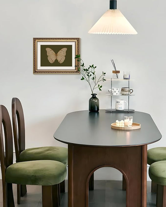 ARPEOTCY Vintage Gold Framed Wall Art, Classical White Butterfly Paintings, Dark Moody Green Canvas Prints Artwork with Frame, Victorian Wall Decor for Living Room Bathroom Bedroom 11x14 inch