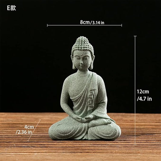 Mini Buda Meditating Buddah Statue-Natural Sandstone Stone -Handmade for Zen Garden Fish Aquarium Tank Yoga Bonsai Micro Landscape Spiritual Fengshui Praying Shui Chakra Decor (Meditation A)