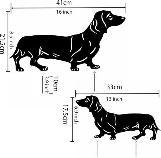 GDNSFIT Dachshund Dog Metal Decor for Outside,Garden Stakes Decorative Dog Gifts for Women/Men,Black Silhouette Statues for Yard Ornaments,Lawn, Patio, Pathway,Outdoor Garden Decor