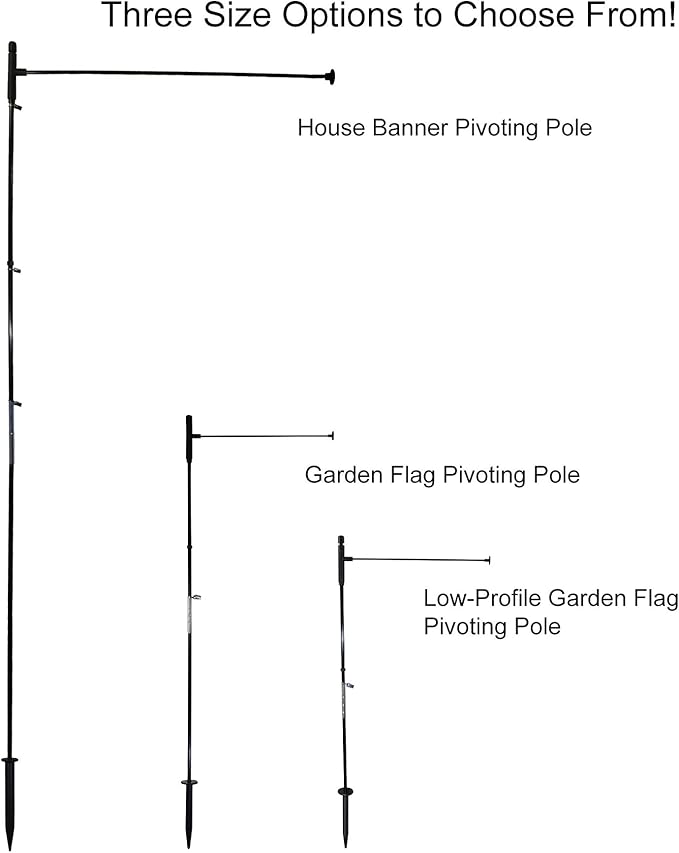 In the Breeze 4583 Pivoting Low-Profile 30 Inches High by 15 Inches Wide Garden Flag Pole, Black