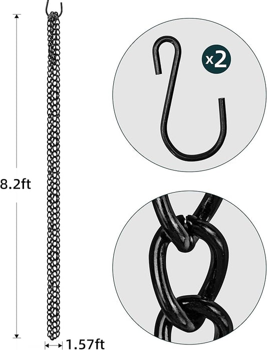 Rain Chain,8.2FT Black Powder Coated Rain Catcher,Rain Chains for Gutters
