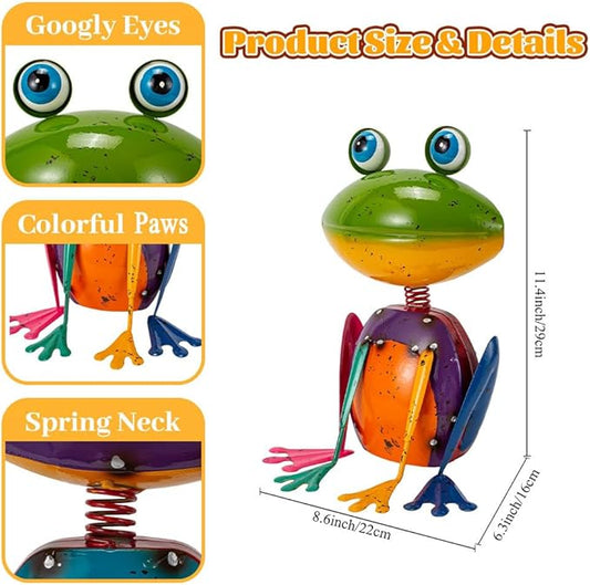 Frog Garden Decor Metal Yard Art Rustproof Garden Statues Outdoor Figurines for Patio Porch Lawn Gardening Gifts