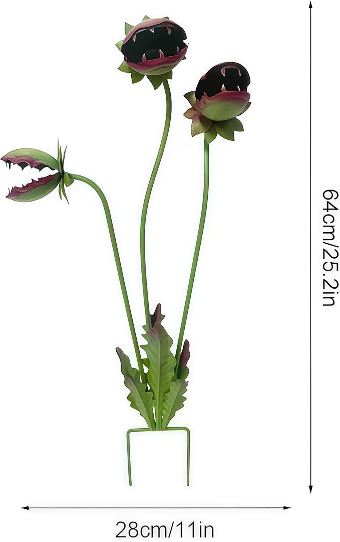 2026 New Whimsical Metal Carnivorous Plant Garden Stake, 25-Inch Large Venus Flytrap Monster Plant Sculpture, Durable Yard Art for Flower Beds, Patios & Planters, Unique Quirky Garden Gift (Green)