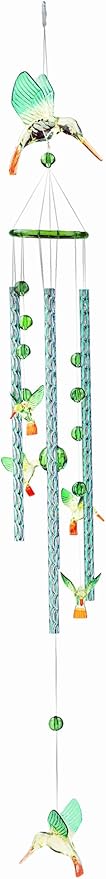 Spoontiques Hummingbird Acrylic Wind Chime - Outdoor Garden Décor - Decorative Chimes for Yard, Garden, Backyard and Patio Decoration