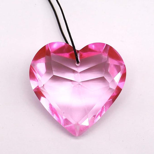 Together-life 2 Pack Heart Crystal Ball Prism Pendant, Clear Glass Crystal Suncatcher Rainbow Maker for Window, Indoor Outdoor Garden Hanging Décor(Pink)