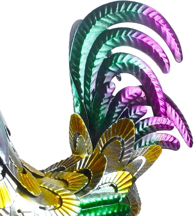 Metal Rooster Statue Garden Chicken Sculpture Decoration Metal Yard Art for Yard Outdoor Indoor Decoration (#A)