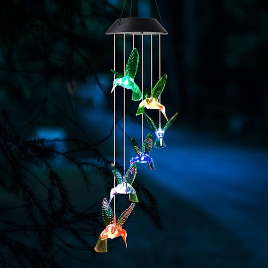 Mother Gifts, Hummingbird Gifts for Grandma, Hummingbird Wind Chimes Outdoor,Solar Wind Chime, Gift for mom, Birthday Gift for Women, Garden Decor, Yard Decor