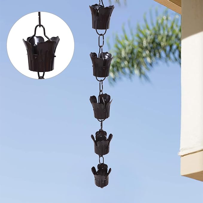 BESTonZON Copper Garden Rain Chain for Villa Roof Gutters 1m Decorative Drainage Chain for Winter Outdoor Downspout Japanese Style for Gutter Diverting