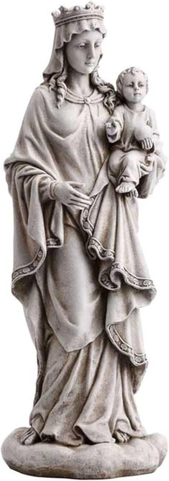 Avalon Gallery Outdoor Sculpture - Marian Garden Collection Mary Queen of Heaven Statue, 18.5" Tall, Stone Resin